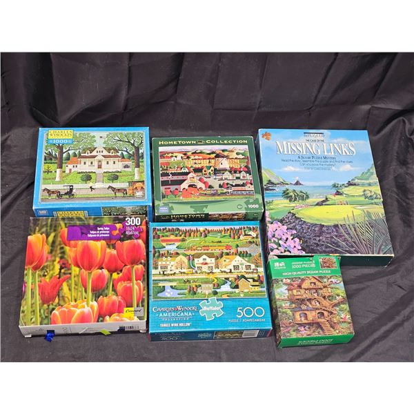 (5) Jigsaw Puzzles, (1) Missing Links 500 Piece Jigsaw Puzzle Mystery