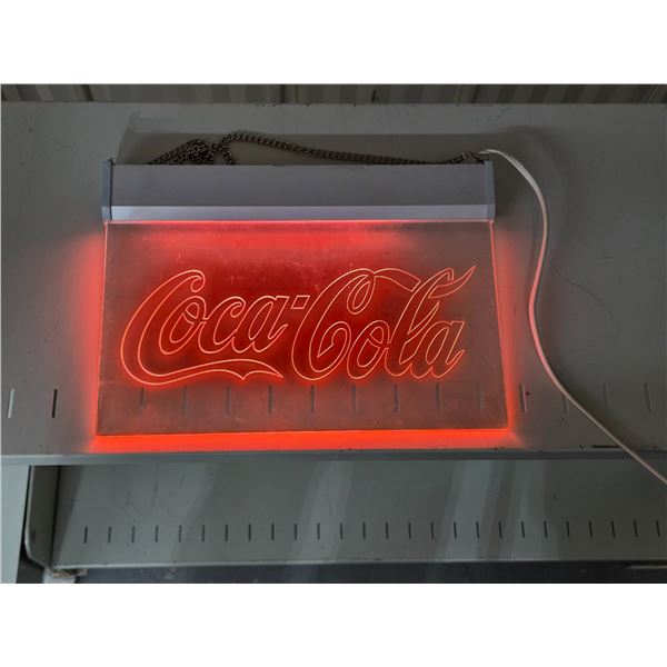 Hanging coca cola sign- lights up and works