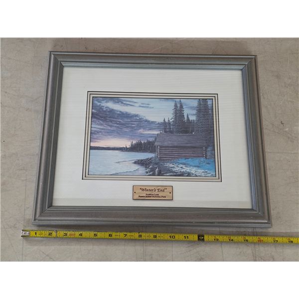Winters end picture in a frame-16" by 13"