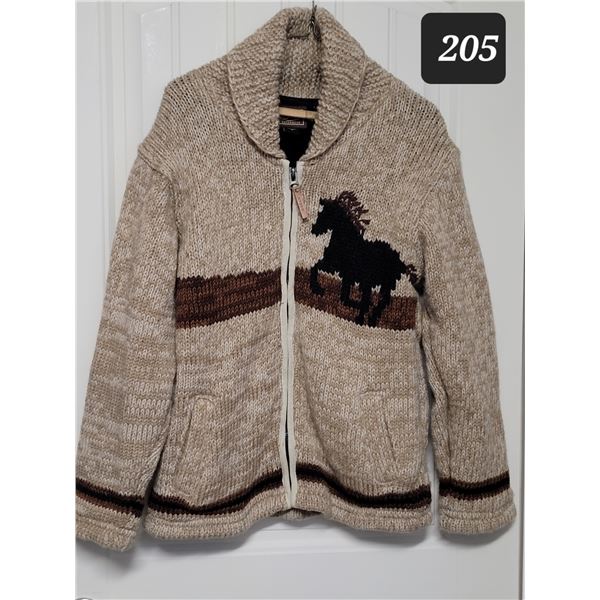 !00% Wool, fleece lined, western sweater by Kyber Outerware.