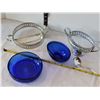 Image 2 : Cobalt blue glass & silver plate vintage dishes.