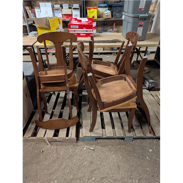 Set of Wooden Chairs (1) Missing Back Piece Marked #TRG-11