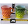 Image 1 : Vtg. Fire King “kimberly diamond” avocado & orange milk glass mugs.