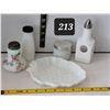 Image 1 : Vintage milk glass items.