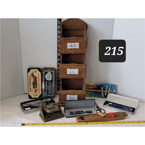 Group of vintage & newer home office supplies.