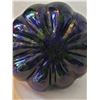 Image 2 : Hand blown art glass pumpkin. Deep blue color with green glitter accents.