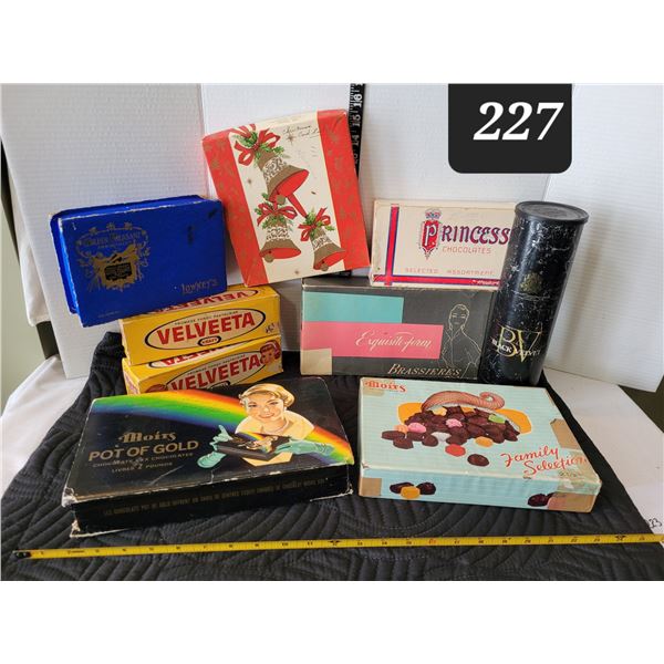 Vintage product boxes.