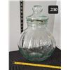 Image 1 : Vtg. Lg. 14” green tint glass pumpkin shaped apothecary jar with lid.