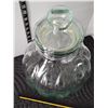 Image 2 : Vtg. Lg. 14” green tint glass pumpkin shaped apothecary jar with lid.