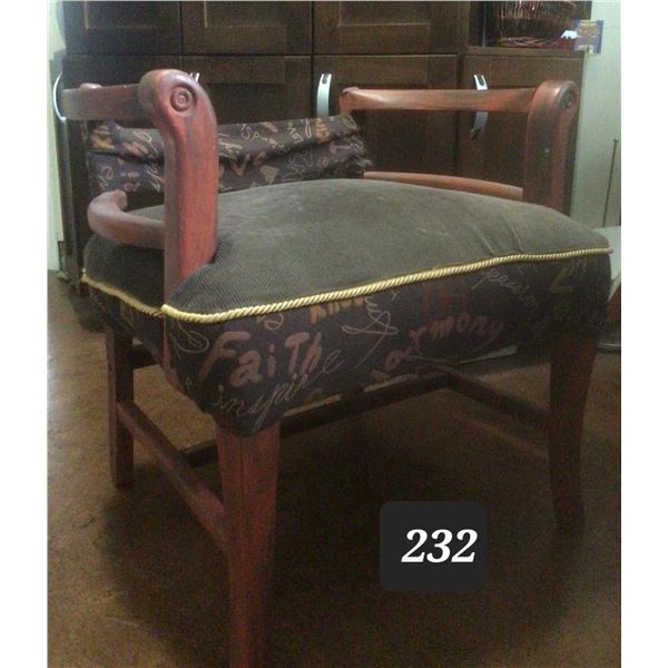 Vintage entry chair. Wood & padded seat.