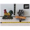 Image 1 : Cast iron rooster key rack & dog paw leash/ stocking shelf sitter.