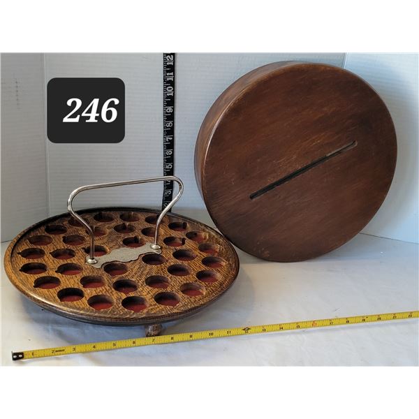 Antique 1800's solid oak toronto communion tray. Canadian pattent 1896