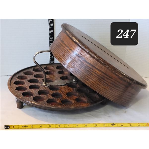 Antique 1800's solid oak toronto communion tray. Canadian pattent 1896