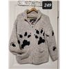 Image 1 : Wool siwash. Nameste woolens.  Wolf pattern paw print, pockets & metal zipper.