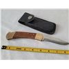 Image 2 : Wood & brass camping knife with leather belt sheaf.