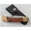 Image 4 : Wood & brass camping knife with leather belt sheaf.