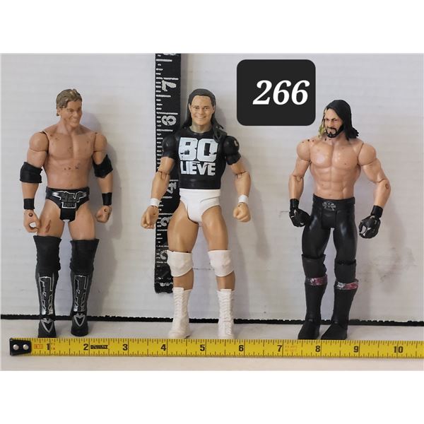 Mattel 2011 WWE Bo Dallas, 2012 Chris Jerich & Seth Rollins action figures.