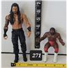 Image 1 : Mattel WWE 2013 Roman Reigns action figure & vtg. 1985 WWF Junk Yard Dog thumb wrestler.