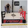 Image 1 : Mattel WWE Raw Ring playset with action figures 2015 Braun Strowman & 2017 AJ Styles.