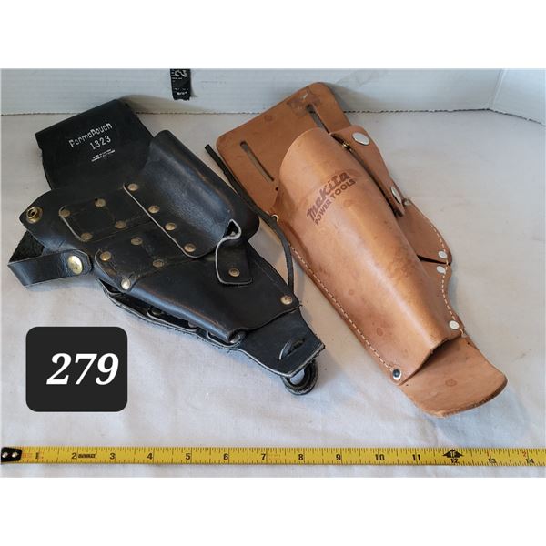 Leather tool belt holsters. Perma pouch & Makita.