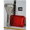Image 1 : Vtg. Enamel British American ashtray & extra large Edmonton Acme bottle opener.