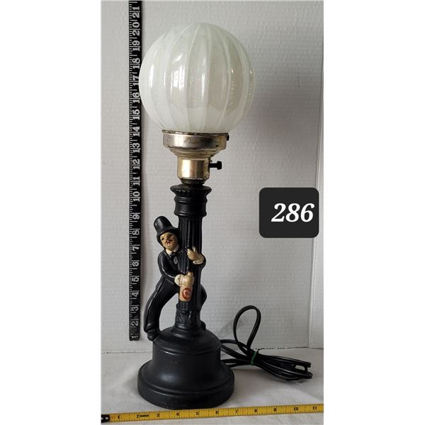 Mid century Hobo drunk, lamp post bar light. Iridescent globe.