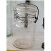 Image 6 : Vintage bottles & jars. 1920's Dominion canning jar, wire lid, wide mouth. Embossed juice pouring bo