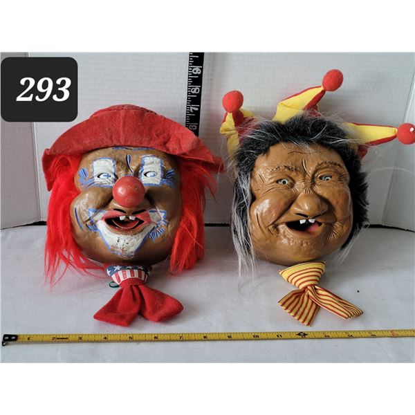 Rare 1960's-'70's original spitting, Laffun Jester & clown. Peter Figuren, Bibi products. Made in Ko