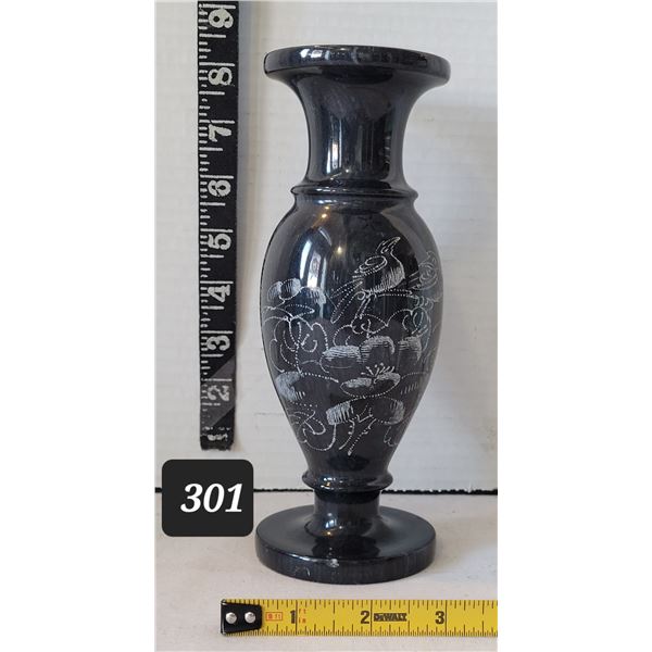 Nice Heavy etched marble vase.