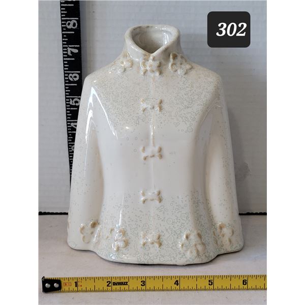 Vtg.  English ceramic half bust, Mandarin shirt vase.