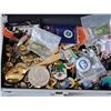 Image 2 : Small metal case filled with pins & pin back buttons.