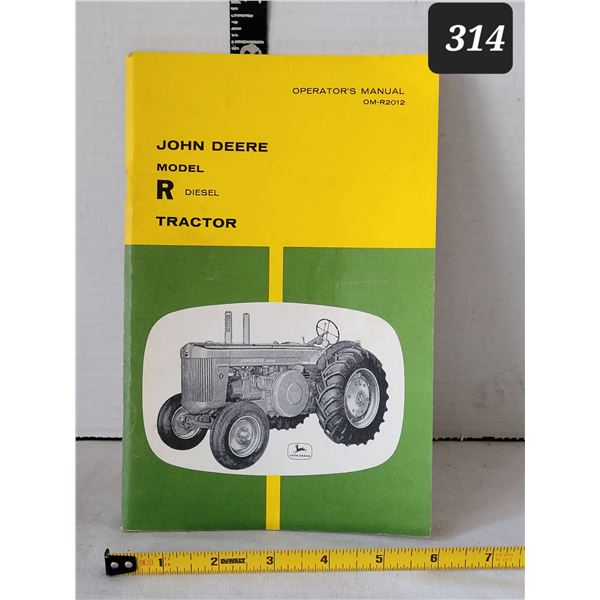 Vtg. John Deere Diesel Tractor operator's manual Model R