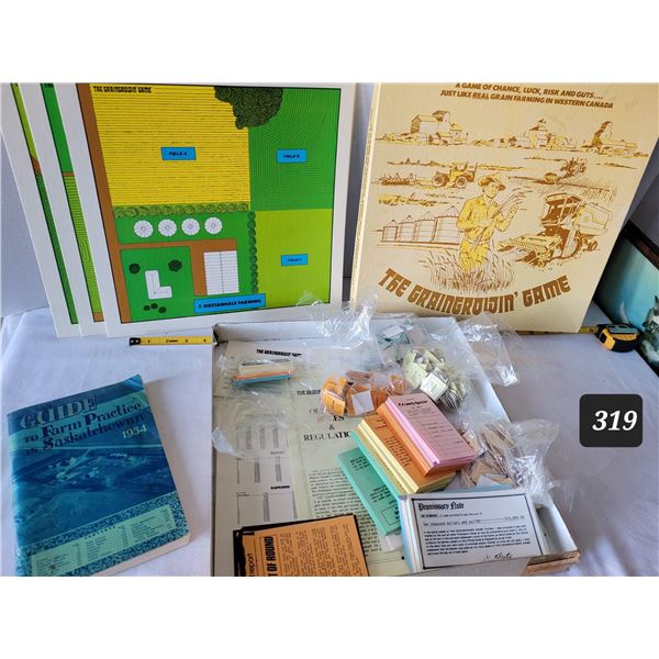 Vtg. Graingrowin' game & 1954 Sask Farm Practice guide.