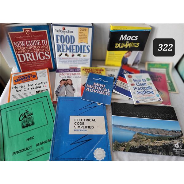 Assorted books. Medical, Cleaning Hacks & Reference.