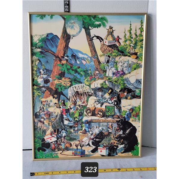 “Yukon Medical” Slapstick humorous art by Chris Caldwell. Depicts funny absurd med