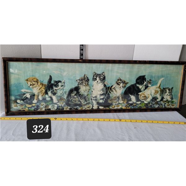 Painting by C.L. VanVredenburgh “A long Yard of kittens” in original frame.