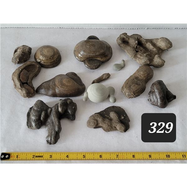 Lacquered odd shaped river rocks.