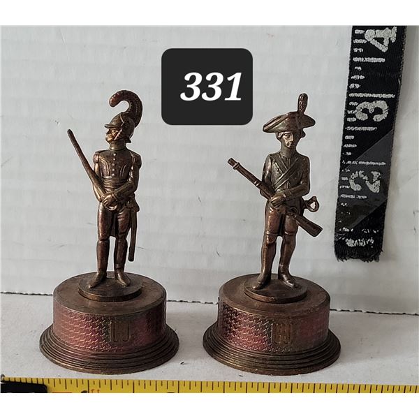 Mid century soldier miniature metal pencil sharpeners. Hong Kong.