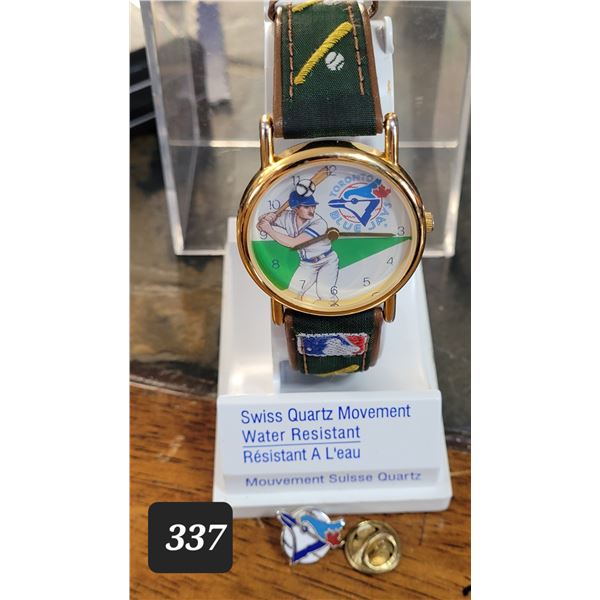 Official Toronto Blue Jays watch & pin. Ball moves around the face.