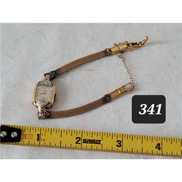 Vtg. Mimo 2 diamond, 17 jewel watch. Gold filled case, Swiss movement, manual wind. Not working