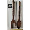 Image 1 : 1970's wood fork & spoon wall decor. Made in Philippines, 28”