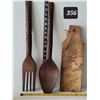 Image 1 : Vtg. Wood fork & spoon wood wall decor 20”& cutting board made in thePhilippines.