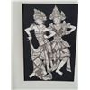 Image 3 : Bali dancers ink drawing in hand carved teakwood frame. Carved dark wood OM wall decor.
