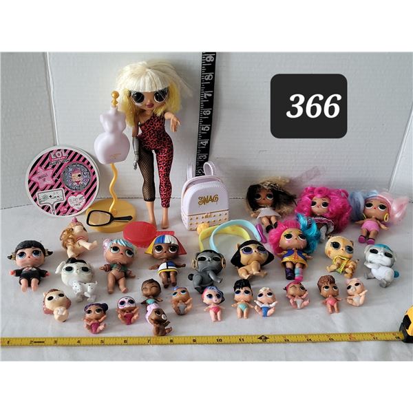 LOL dolls (3 sizes) animals & some accessories.