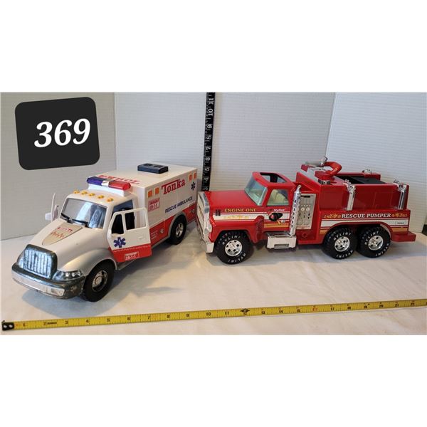 2004 Tonka Rescue Ambulance with moving wipers & sound. Nylint Rescue pumper fire truck.