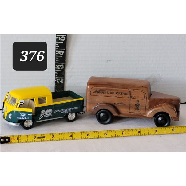 Vtg. Wood Schwans ice cream truck. 1963 VW double cab pick up delivery service.