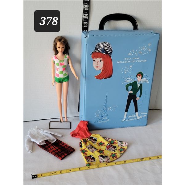 Original 1960's Brunette Mod Francie barbie doll, attire, stand & case. Bendable legs, one owner.
