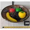 Image 1 : Kiln fired bowl with Vintage glass fruit.