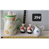 Image 1 : 1967 Napcoware Good morning ceramic citrus juicer,chef S&P shakers, vtg. Cornflower blue creamer.