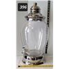 Image 1 : Large glass beverage dispenser. Heavy metal base and lid.